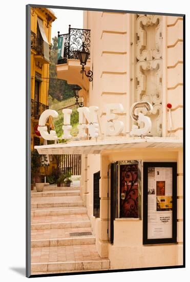 Commercial sign of a theatre building, Malaga, Andalusia, Spain-null-Mounted Photographic Print