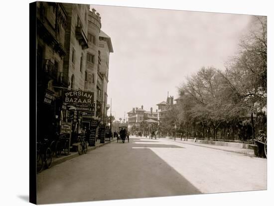 Commercial Street with Persian Bazaar and El Unico Gift Shop, Saint Augustine, Fla.-null-Stretched Canvas