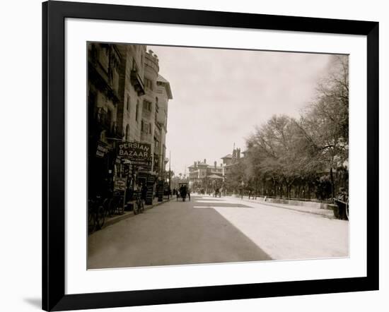 Commercial Street with Persian Bazaar and El Unico Gift Shop, Saint Augustine, Fla.-null-Framed Photo