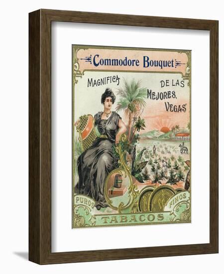 Commodore Bouquet Brand Cigar Box Label-Lantern Press-Framed Art Print