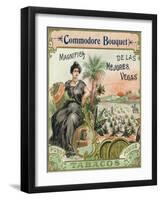 Commodore Bouquet Brand Cigar Box Label-Lantern Press-Framed Art Print