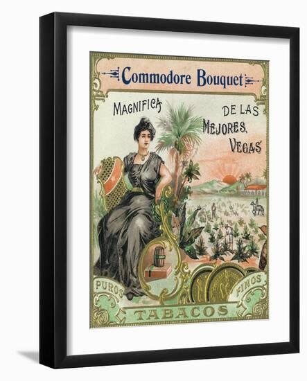 Commodore Bouquet Brand Cigar Box Label-Lantern Press-Framed Art Print