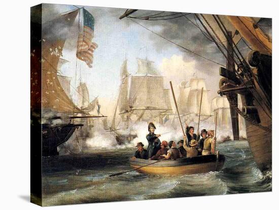 Commodore Perry at the Battle of Lake Erie-Thomas Birch-Stretched Canvas