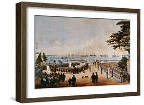 Commodore Perry Lands in Japan to Meet the Imperial Commissioners at Yokohama, 8th March 1854-Wilhelm Heine-Framed Giclee Print