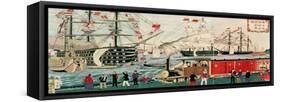 Commodore Perry's Gift of a Railway to the Japanese in 1853-Ando Hiroshige-Framed Stretched Canvas