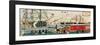 Commodore Perry's Gift of a Railway to the Japanese in 1853-Ando Hiroshige-Framed Giclee Print