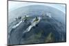 Common Dolphins (Delphinus Delphis) Surfacing, Fisheye Lens. Pico, Azores, Portugal, June 2009-Lundgren-Mounted Photographic Print