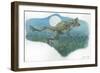 Common Midwife Toad Alytes Obstetricans Catching Butterfly at Night-null-Framed Premium Giclee Print