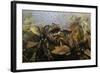 Common Toad (Bufo Bufo) in a Pond, with Toad Spawn and Frogspawn, Coldharbour, Surrey, UK-Linda Pitkin-Framed Photographic Print