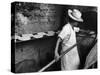 Communal Bakery in Primitive Mexican Village, Loaves of Bread Being Shoved into Adobe Oven-null-Stretched Canvas