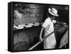 Communal Bakery in Primitive Mexican Village, Loaves of Bread Being Shoved into Adobe Oven-null-Framed Stretched Canvas