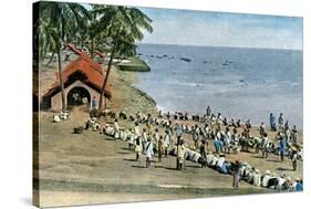 Communal Village Meal, Andaman and Nicobar Islands, Indian Ocean, C1890-Gillot-Stretched Canvas