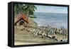 Communal Village Meal, Andaman and Nicobar Islands, Indian Ocean, C1890-Gillot-Framed Stretched Canvas