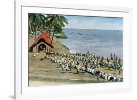 Communal Village Meal, Andaman and Nicobar Islands, Indian Ocean, C1890-Gillot-Framed Giclee Print
