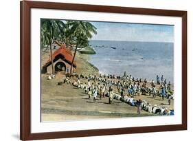 Communal Village Meal, Andaman and Nicobar Islands, Indian Ocean, C1890-Gillot-Framed Giclee Print