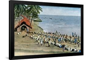Communal Village Meal, Andaman and Nicobar Islands, Indian Ocean, C1890-Gillot-Framed Giclee Print