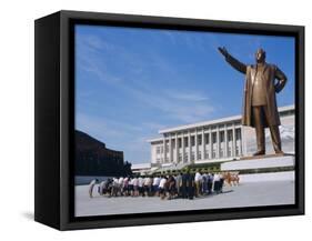 Commune Group Brought to Bow to Great Leader on Grand Monument, Pyongyang, North Korea, Asia-Anthony Waltham-Framed Stretched Canvas