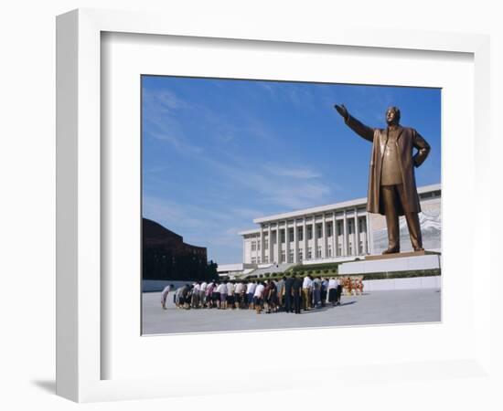 Commune Group Brought to Bow to Great Leader on Grand Monument, Pyongyang, North Korea, Asia-Anthony Waltham-Framed Photographic Print