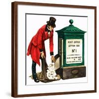 Communication One Hundred Years Ago. a Victorian Postman and Post Box-Peter Jackson-Framed Giclee Print