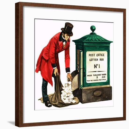 Communication One Hundred Years Ago. a Victorian Postman and Post Box-Peter Jackson-Framed Giclee Print