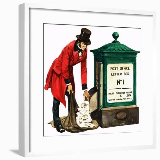 Communication One Hundred Years Ago. a Victorian Postman and Post Box-Peter Jackson-Framed Giclee Print