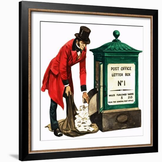 Communication One Hundred Years Ago. a Victorian Postman and Post Box-Peter Jackson-Framed Giclee Print