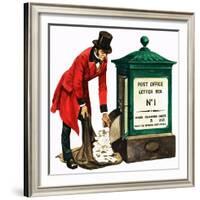 Communication One Hundred Years Ago. a Victorian Postman and Post Box-Peter Jackson-Framed Giclee Print