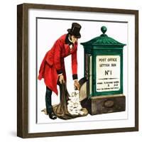 Communication One Hundred Years Ago. a Victorian Postman and Post Box-Peter Jackson-Framed Giclee Print