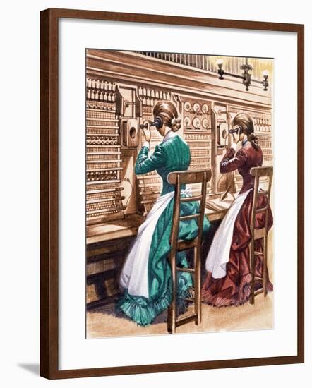 Communication One Hundred Years Ago. the London Telephone Exchange-Peter Jackson-Framed Giclee Print