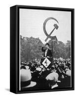 Communist Orator Harangues the Crowd at Speaker's Corner Hyde Park London-null-Framed Stretched Canvas