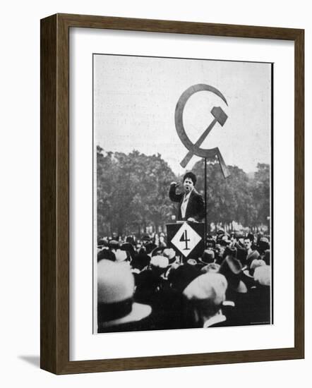 Communist Orator Harangues the Crowd at Speaker's Corner Hyde Park London-null-Framed Photographic Print