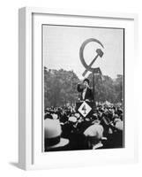 Communist Orator Harangues the Crowd at Speaker's Corner Hyde Park London-null-Framed Photographic Print