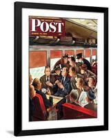 "Commuter Card Game," Saturday Evening Post Cover, March 15, 1947-Constantin Alajalov-Framed Giclee Print