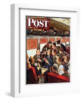 "Commuter Card Game," Saturday Evening Post Cover, March 15, 1947-Constantin Alajalov-Framed Giclee Print