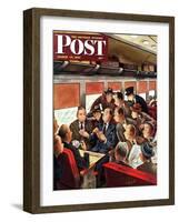 "Commuter Card Game," Saturday Evening Post Cover, March 15, 1947-Constantin Alajalov-Framed Giclee Print