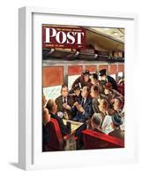 "Commuter Card Game," Saturday Evening Post Cover, March 15, 1947-Constantin Alajalov-Framed Giclee Print