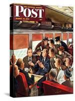 "Commuter Card Game," Saturday Evening Post Cover, March 15, 1947-Constantin Alajalov-Stretched Canvas