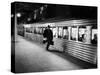 Commuter on the New York New Haven Line Running to Catch Train Pulling Out of Grand Central Station-Alfred Eisenstaedt-Stretched Canvas