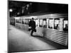 Commuter on the New York New Haven Line Running to Catch Train Pulling Out of Grand Central Station-Alfred Eisenstaedt-Mounted Photographic Print