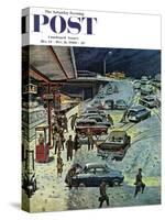 "Commuter Station Snowed In," Saturday Evening Post Cover, December 24, 1960-Ben Kimberly Prins-Stretched Canvas