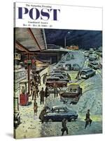 "Commuter Station Snowed In," Saturday Evening Post Cover, December 24, 1960-Ben Kimberly Prins-Stretched Canvas