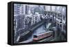 Commuter Trains in Akihabara-Jon Hicks-Framed Stretched Canvas