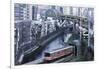 Commuter Trains in Akihabara-Jon Hicks-Framed Photographic Print