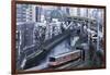 Commuter Trains in Akihabara-Jon Hicks-Framed Photographic Print