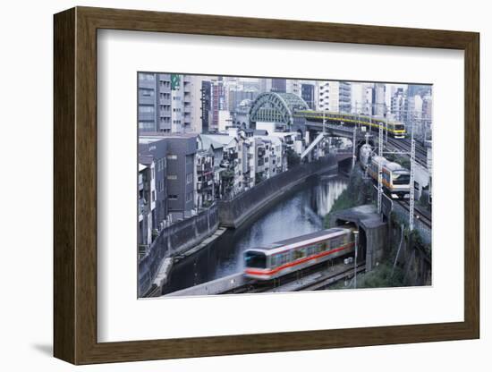 Commuter Trains in Akihabara-Jon Hicks-Framed Photographic Print