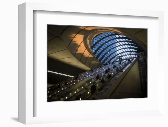 Commuters at Canary Wharf Underground Station Taken as the Sun Was Setting-John Woodworth-Framed Photographic Print