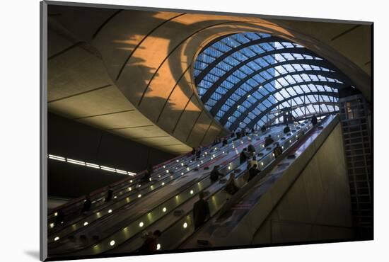 Commuters at Canary Wharf Underground Station Taken as the Sun Was Setting-John Woodworth-Mounted Photographic Print