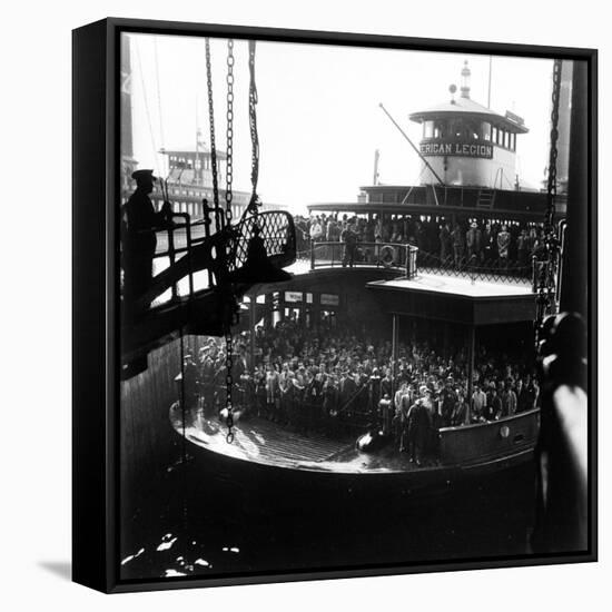 Commuters Crowded Aboard Staten Island Ferry-Andreas Feininger-Framed Stretched Canvas