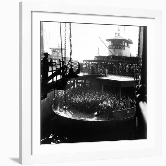 Commuters Crowded Aboard Staten Island Ferry-Andreas Feininger-Framed Photographic Print