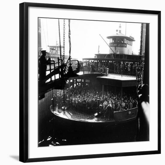 Commuters Crowded Aboard Staten Island Ferry-Andreas Feininger-Framed Photographic Print